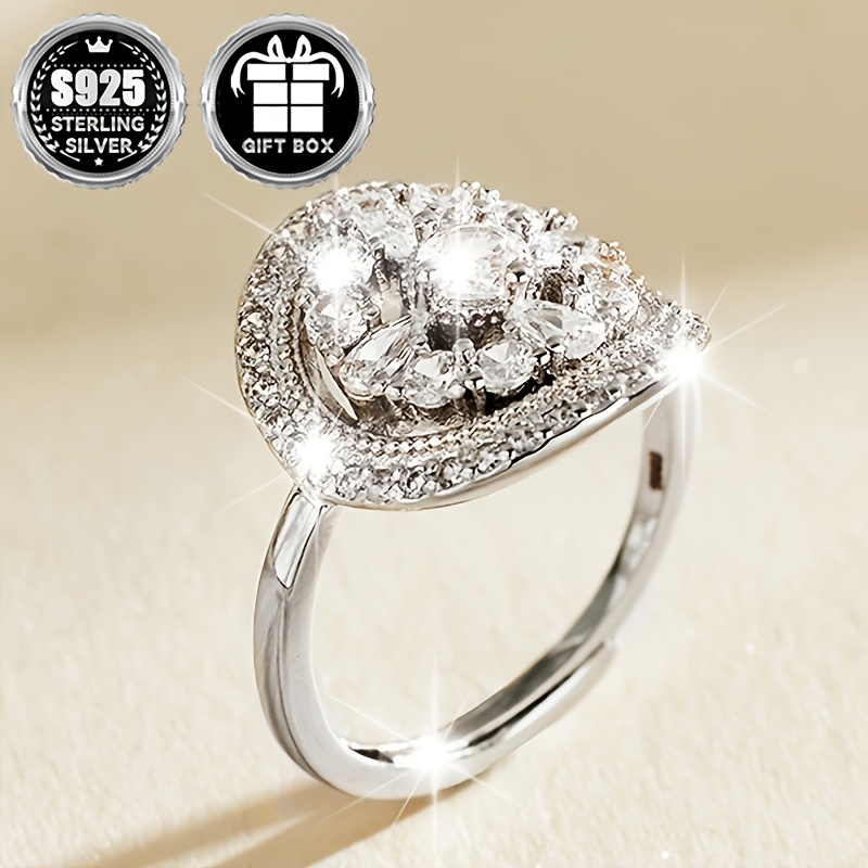 Vintage-Inspired 925 Sterling CZ Engagement Wedding Ring